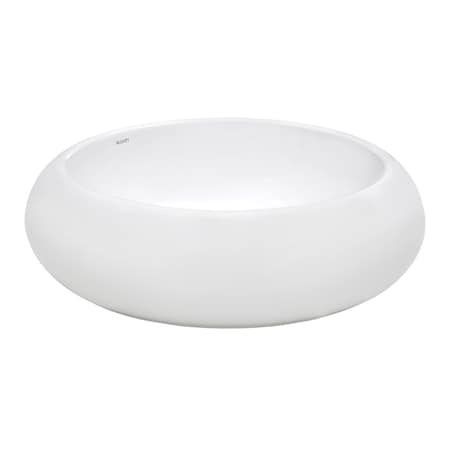 Ruvati 18" Rnd Bathroom Vessel Sink Wht Above Vanity Counter Circular Ceramic RVB0318